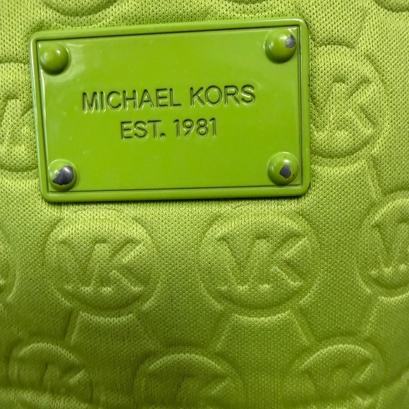 Michael Kors Neon Lime Embossed Logo Leather Tote - Picture 7 of 10